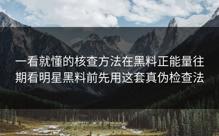 一看就懂的核查方法在黑料正能量往期看明星黑料前先用这套真伪检查法