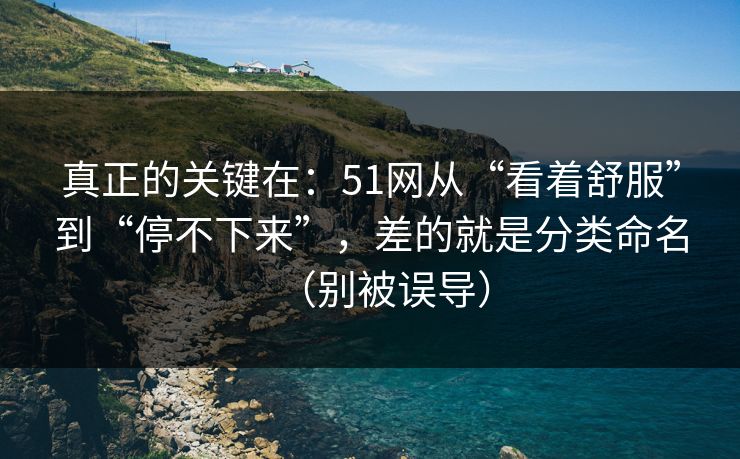 真正的关键在:51网从“看着舒服”到“停不下来”,差的就是分类命名(别被误导)